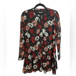 Fashion Union Floral Button Front Ruffle Mini Dress